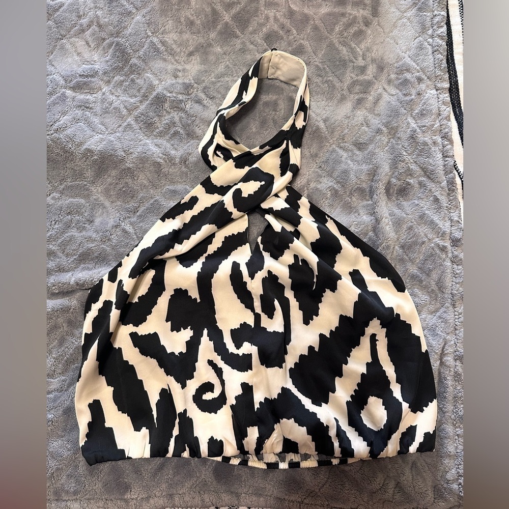 Rachel Zoe Black/White Halter Blouse